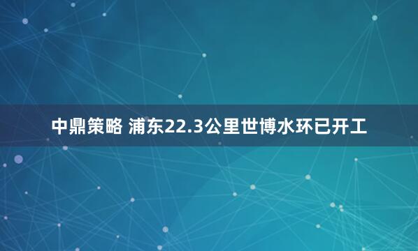 中鼎策略 浦东22.3公里世博水环已开工